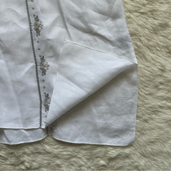 Johnny Was JWLA Top Christine Drape Shirt 100% Linen Floral Embroidered White M - Picture 7 of 12